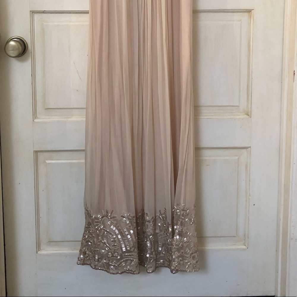 NWT Nicole Miller gold silk beaded dress - Picture 3 of 8